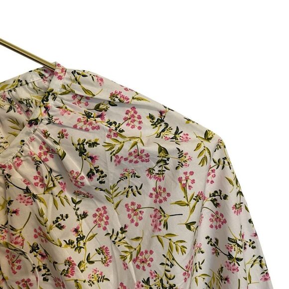 J.Crew Tie-Sleeve Button-Front Cotton Poplin Top In Meadow Floral Cotton Size S - Picture 2 of 8
